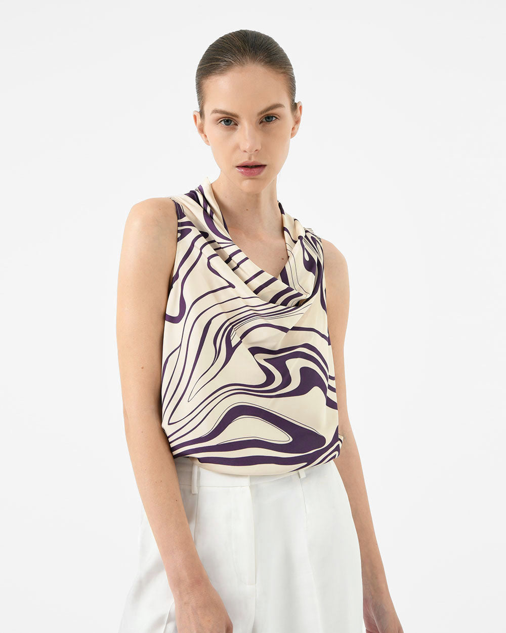 Gaia Printed Cowl Neck Top