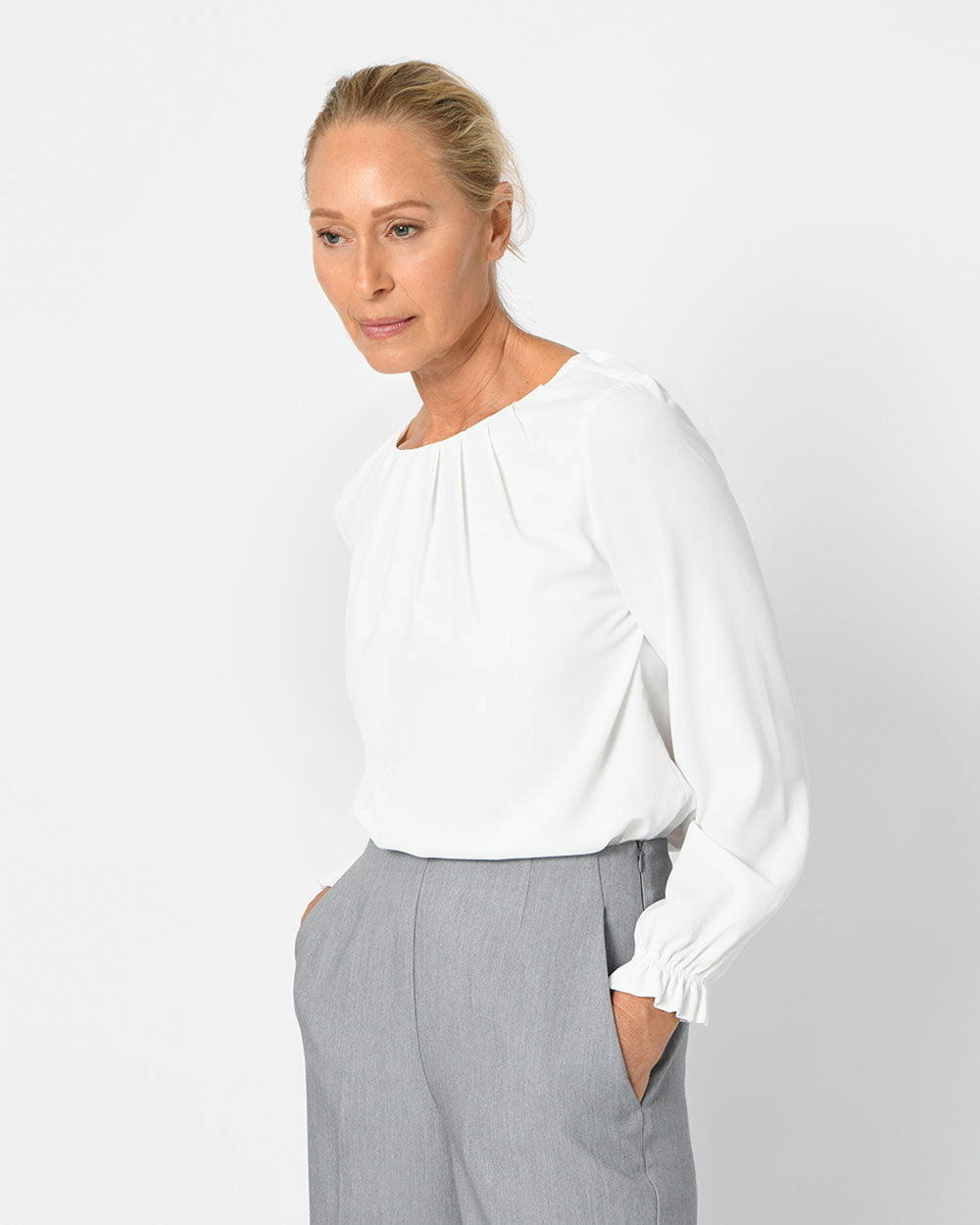 Vada Pleated Neck Blouse
