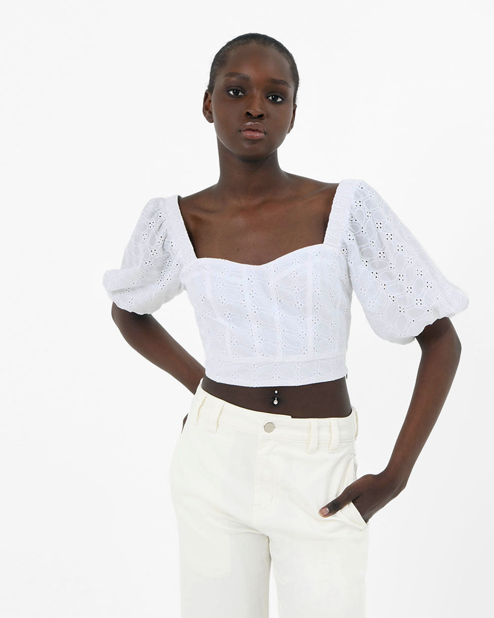 Abella Broderie Crop Top