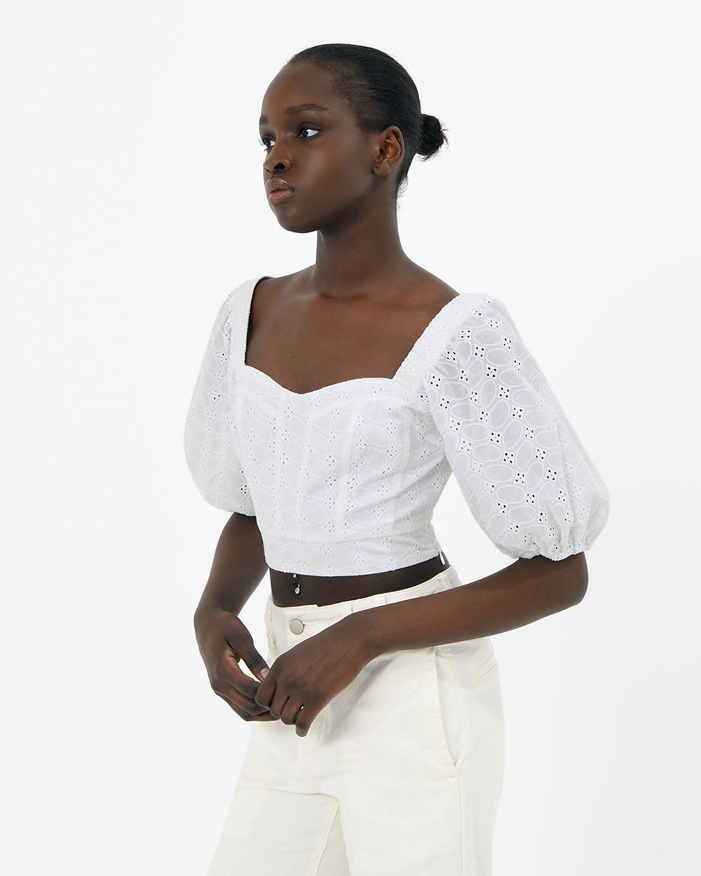 Abella Broderie Crop Top