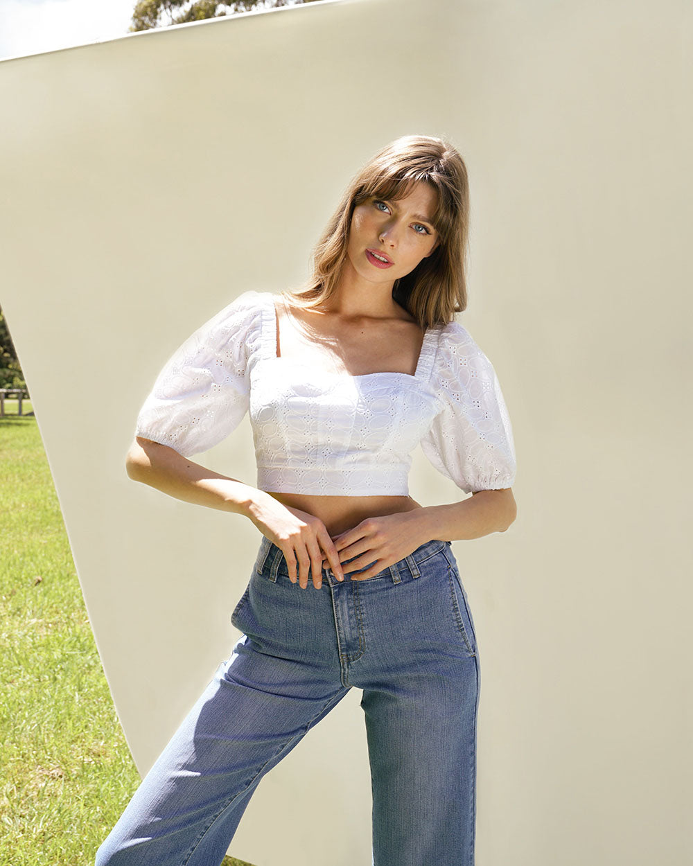 Abella Broderie Crop Top
