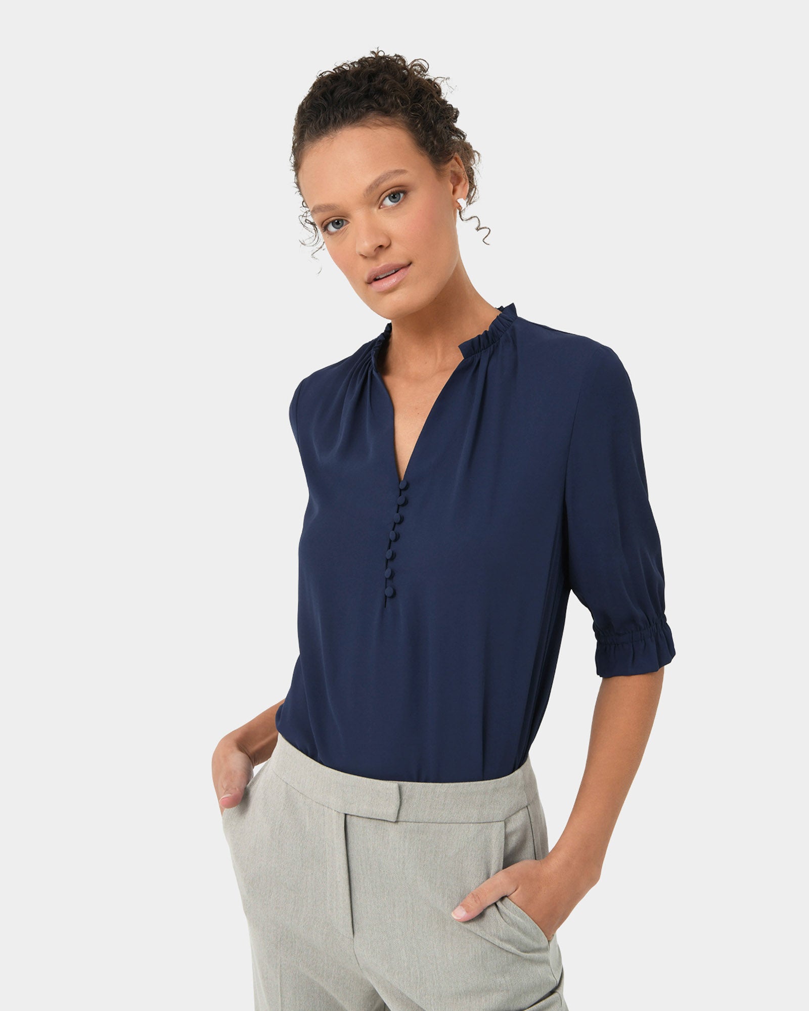 Amalfi Ruffle Collar Blouse