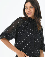 Doris High Neck Frill Blouse