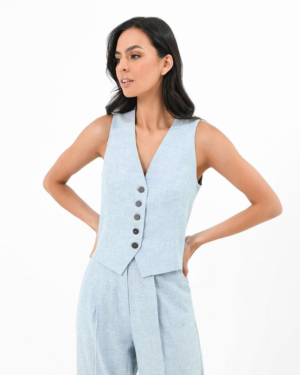 Lilit Linen Chambray Vest