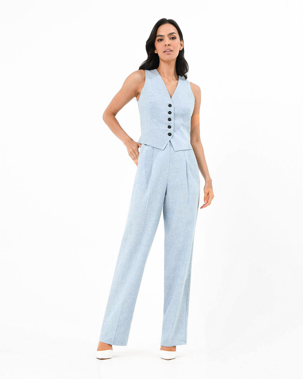 Lilit Linen Chambray Vest