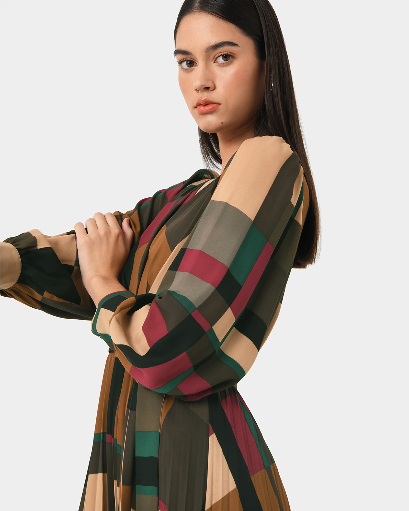 Aubrey Printed Pleat Dress