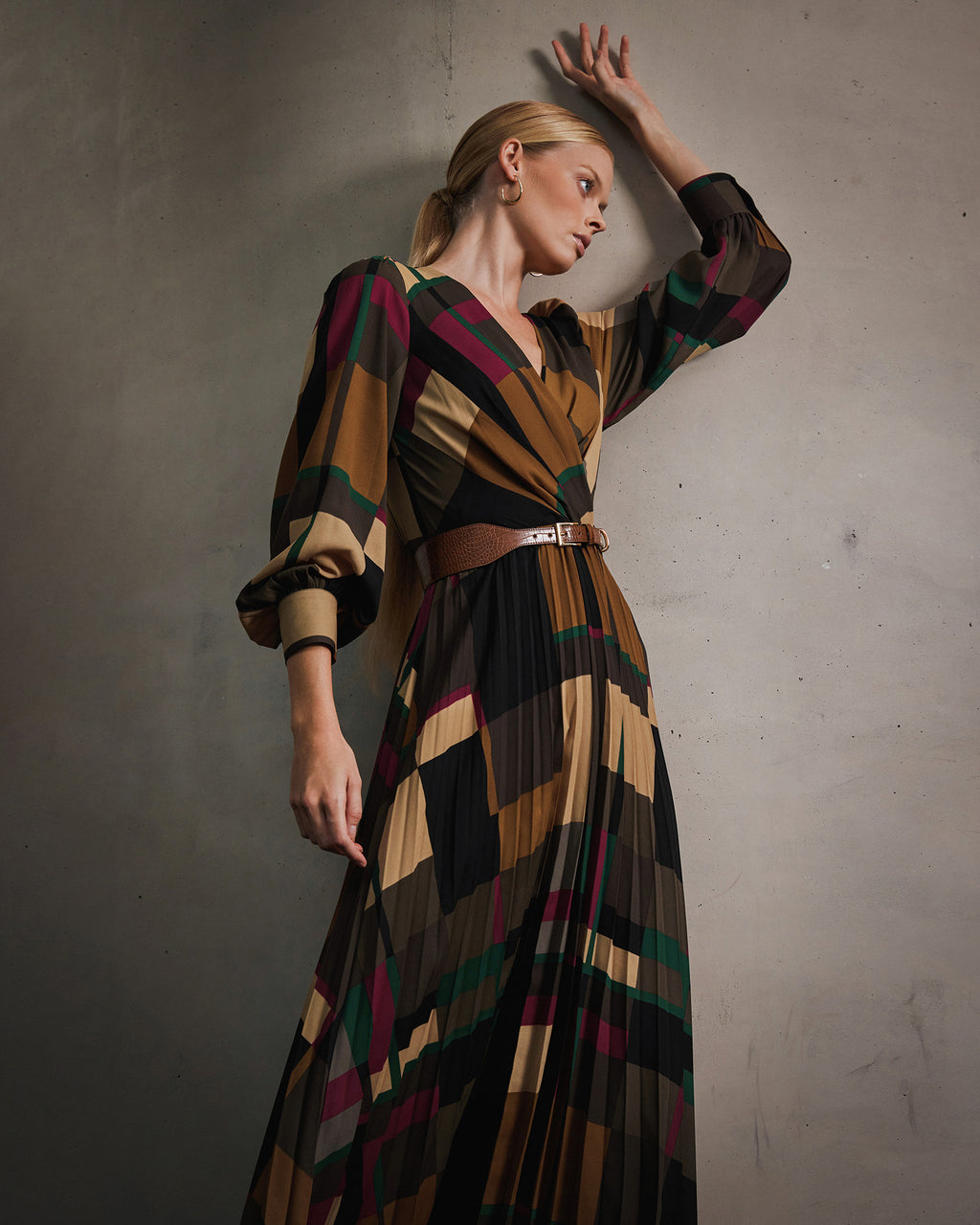 Aubrey Printed Pleat Dress