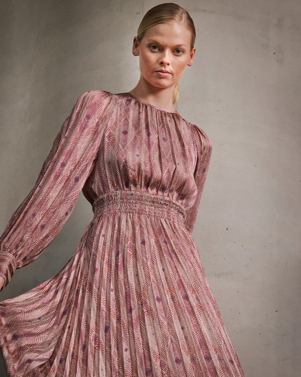 Alexis Printed Pleated Dress
