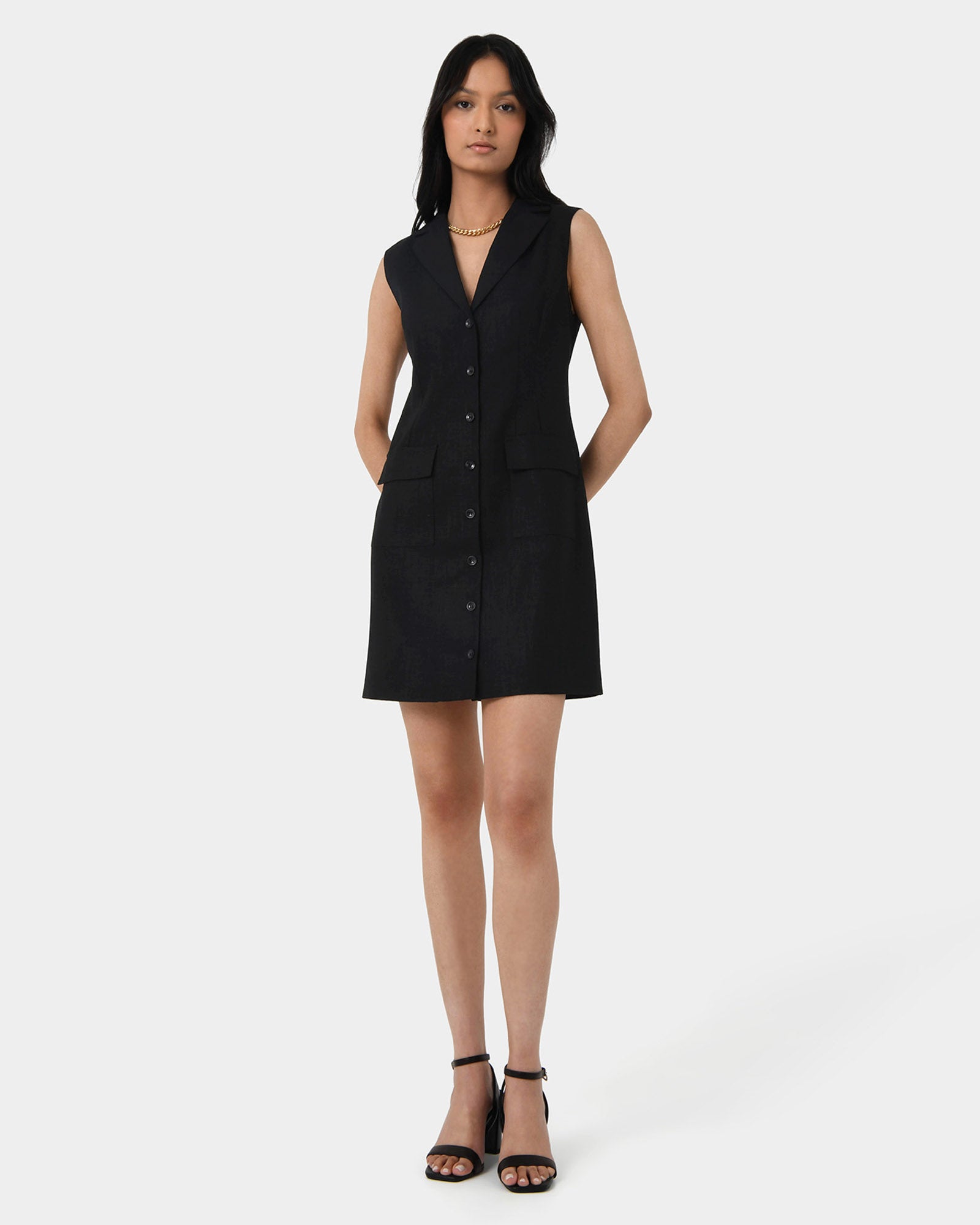 Valeria Buttoned Linen Dress