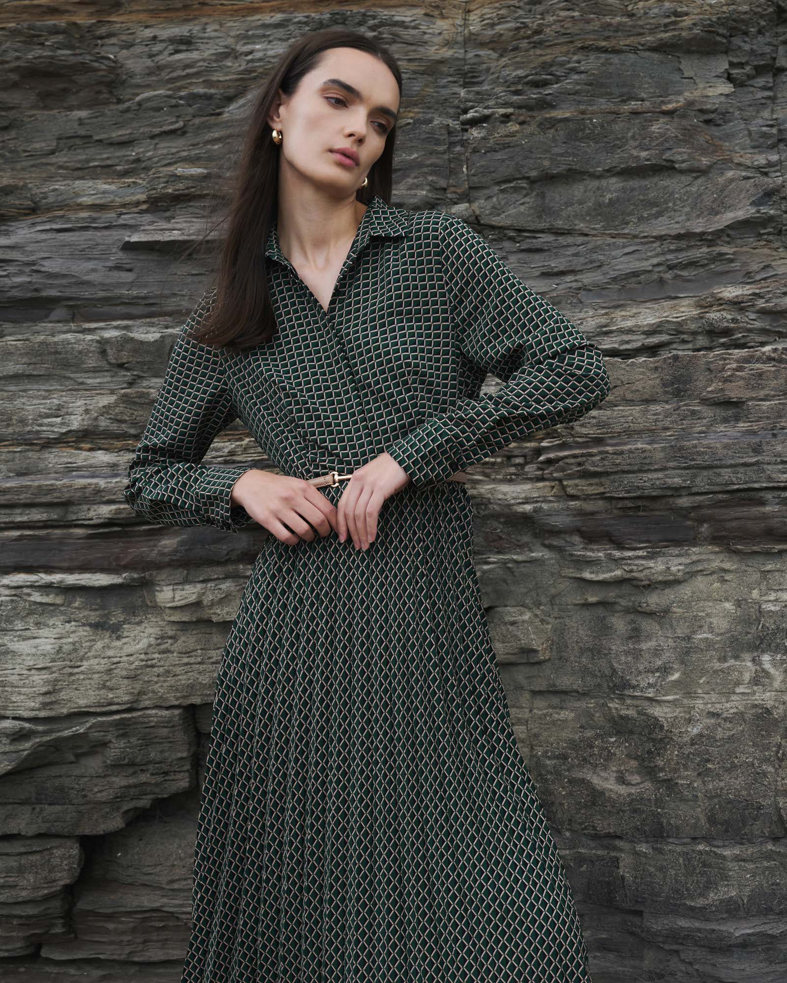 Zhuri Pleated Shirt Dress