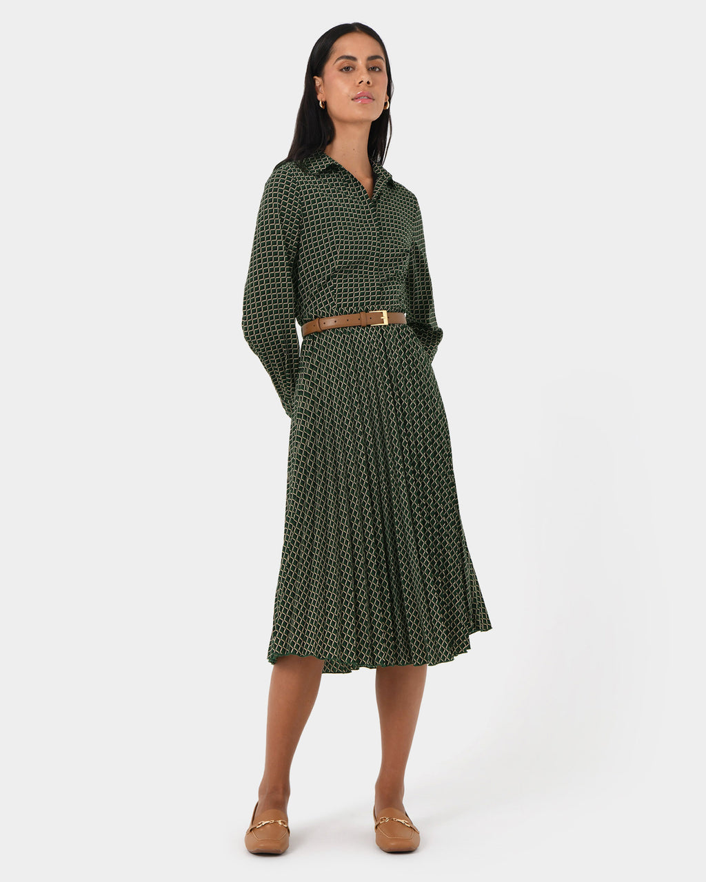 Zhuri Pleated Shirt Dress