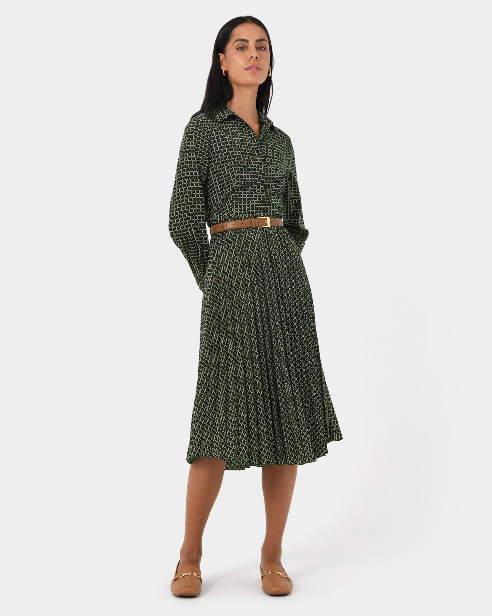 Zhuri Pleated Shirt Dress