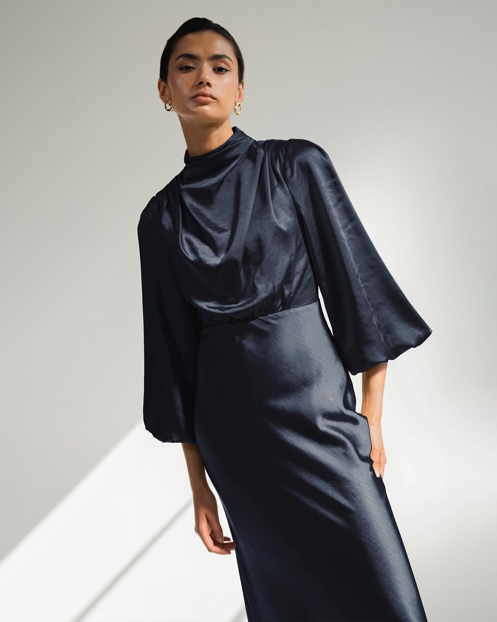 Whitney Satin Cowl Neck Dress