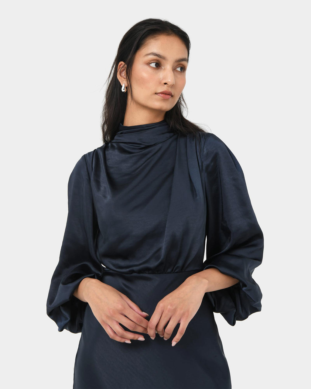 Whitney Satin Cowl Neck Dress