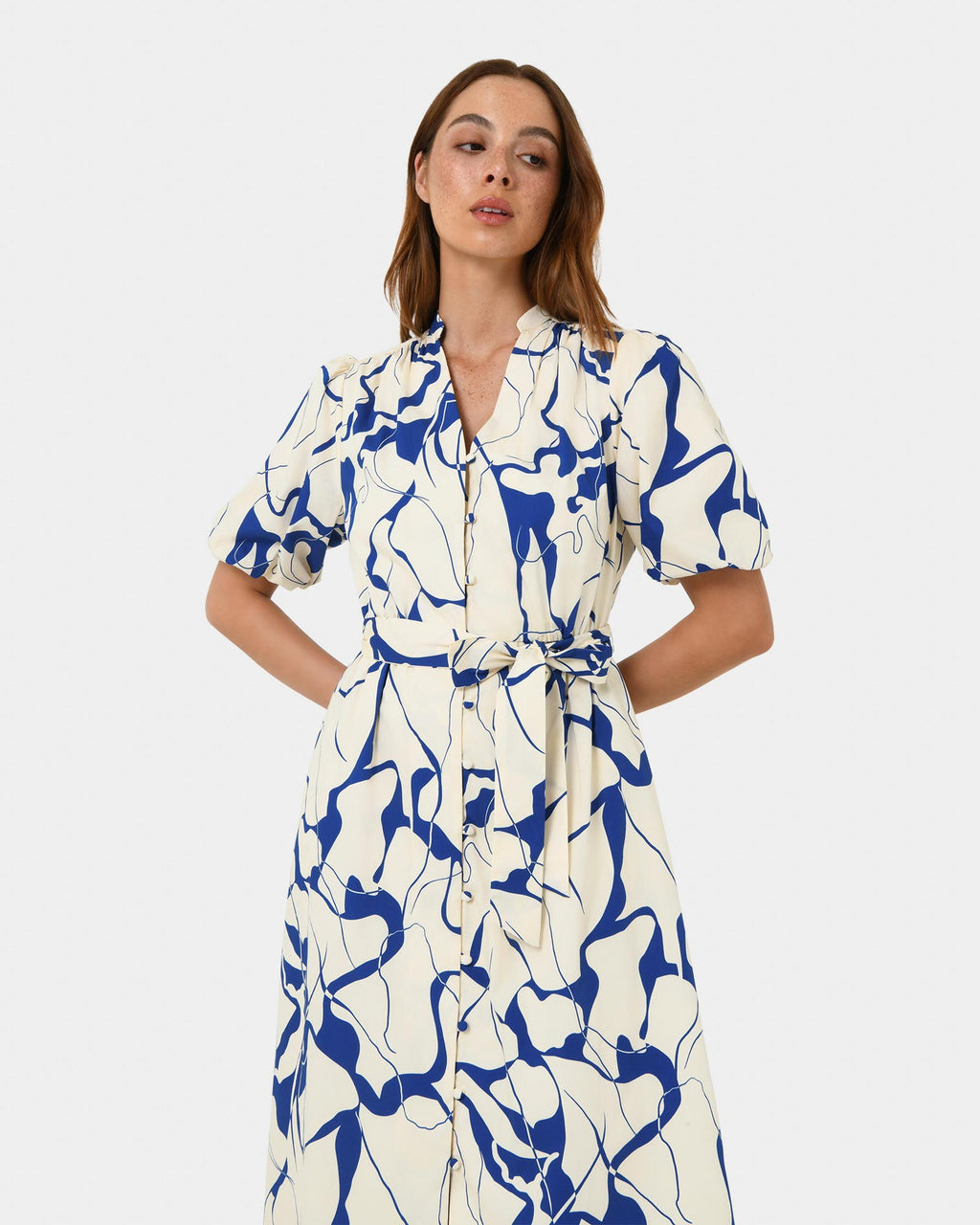 Jayleen Puff Sleeve Tie Dress