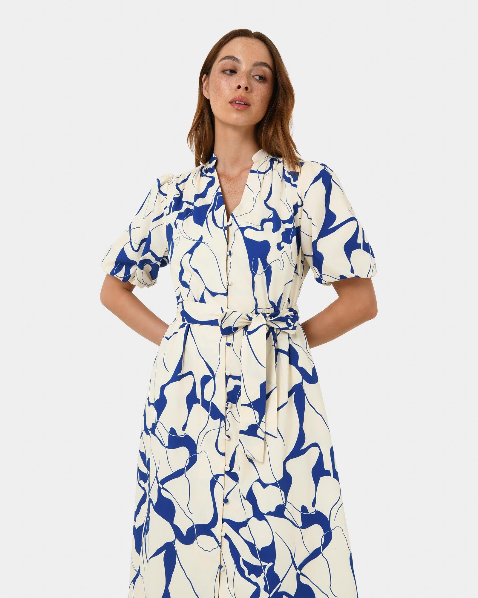 Jayleen Puff Sleeve Tie Dress