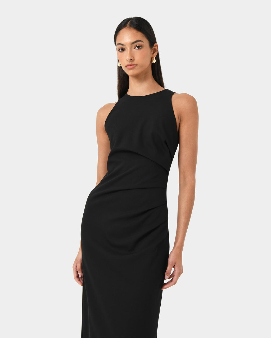 Leah Side Ruched Midi Dress