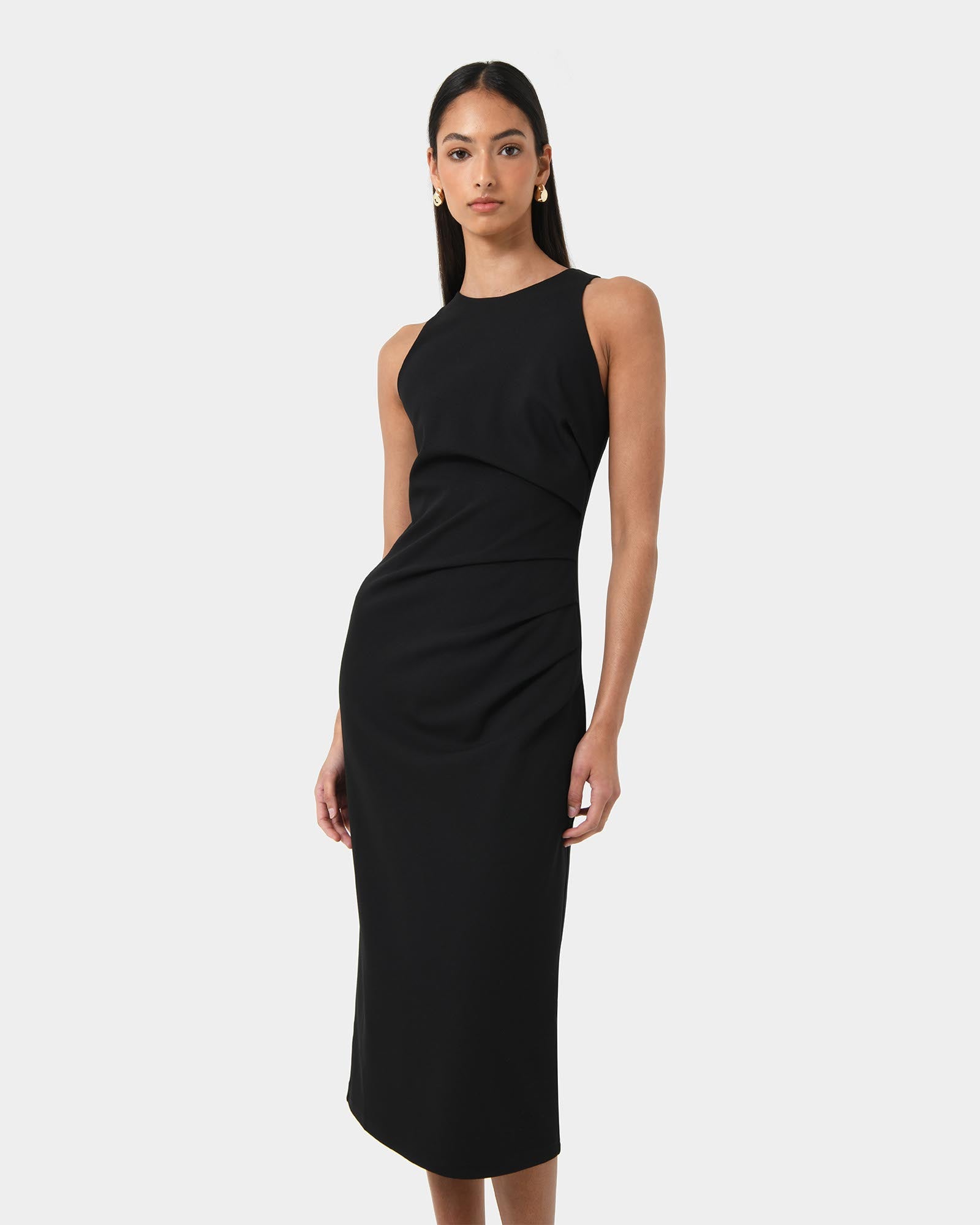Leah Side Ruched Midi Dress