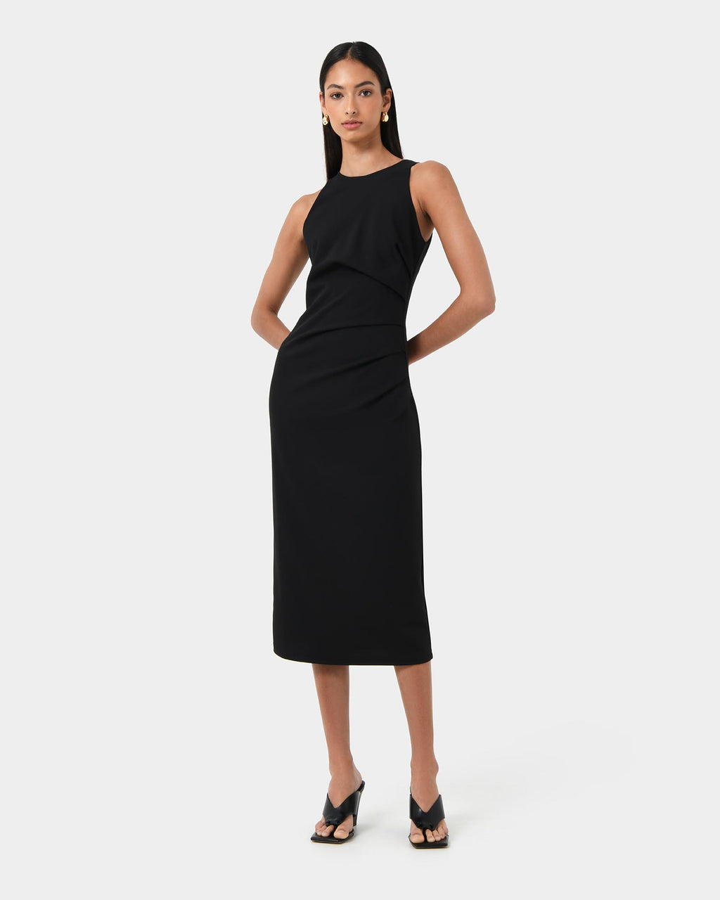 Leah Side Ruched Midi Dress
