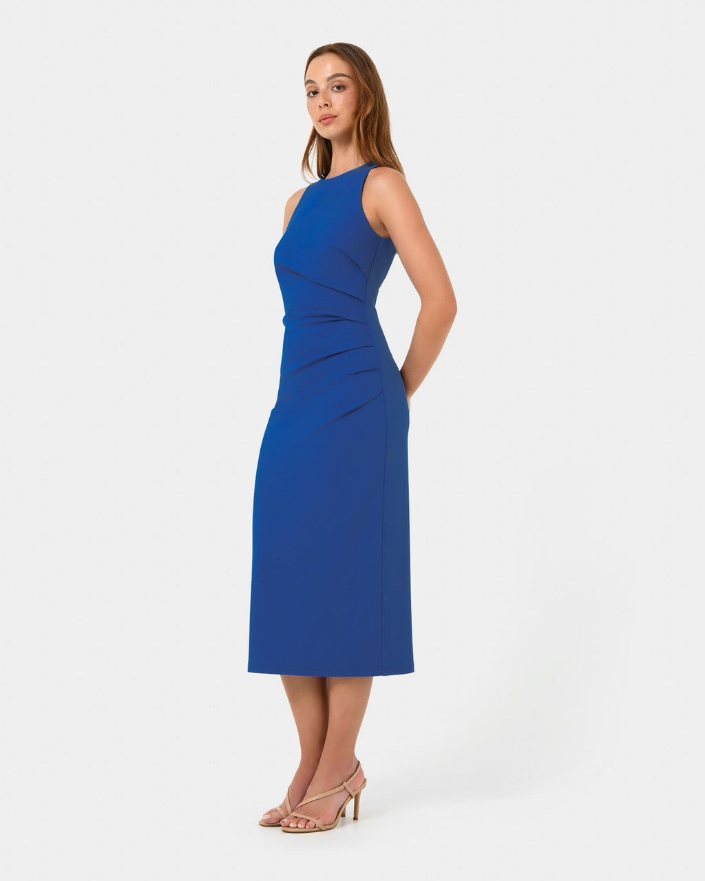 Leah Side Ruched Midi Dress