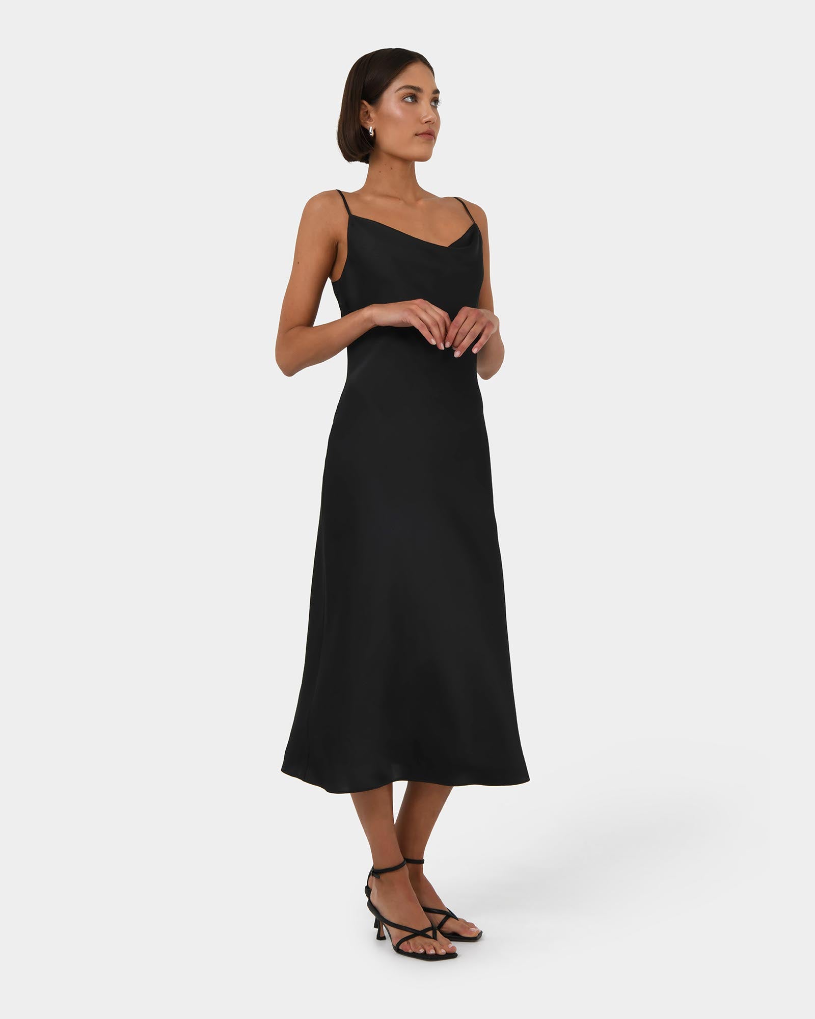 Joy Satin Cowl Neck Dress