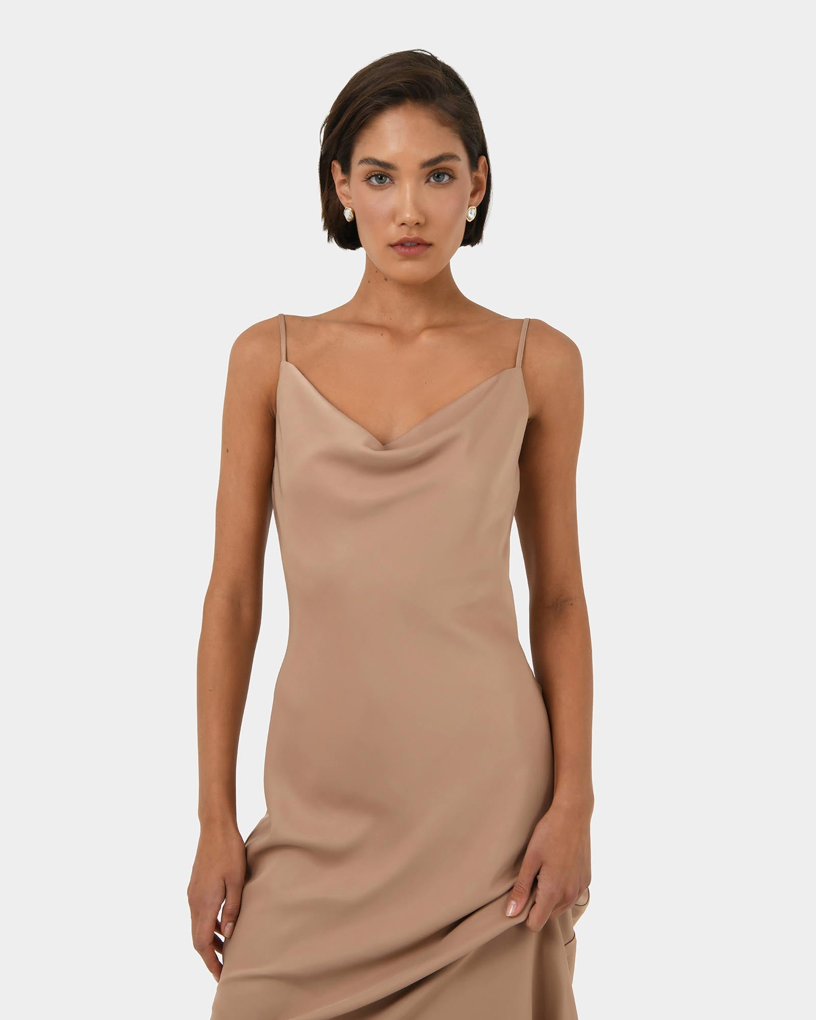 Joy Satin Cowl Neck Dress