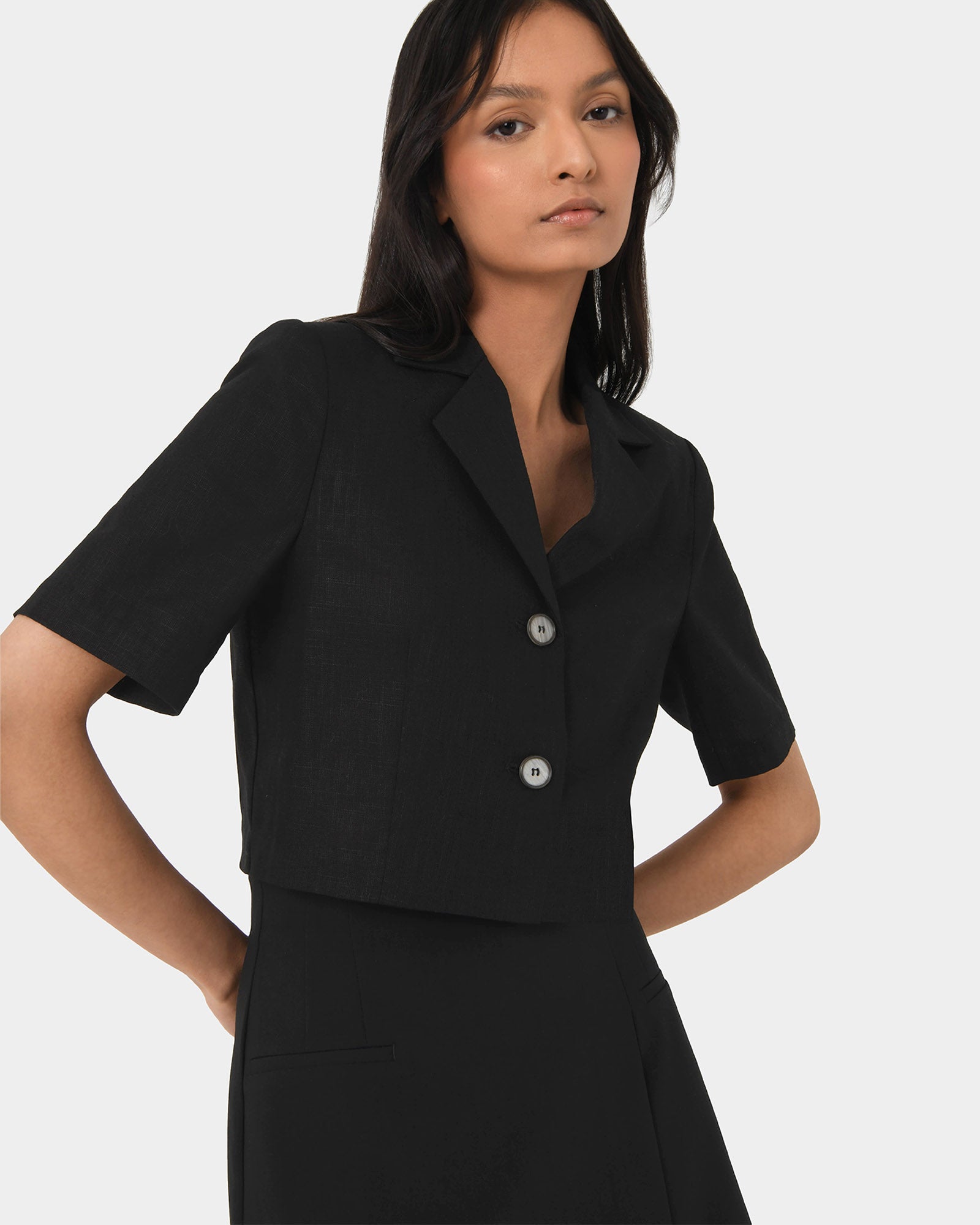Valeria Cropped Linen Jacket