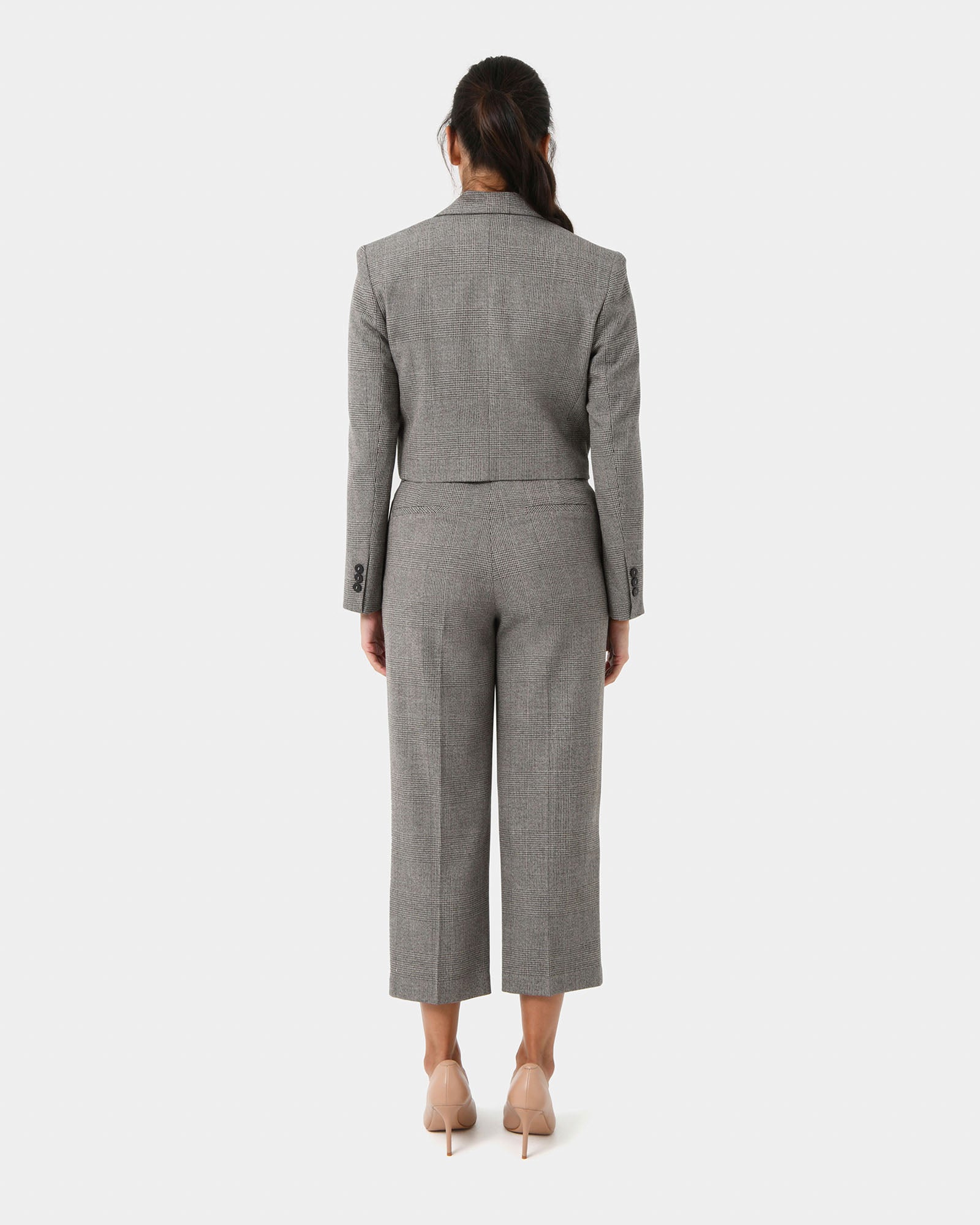 Kai Checked Crop Blazer