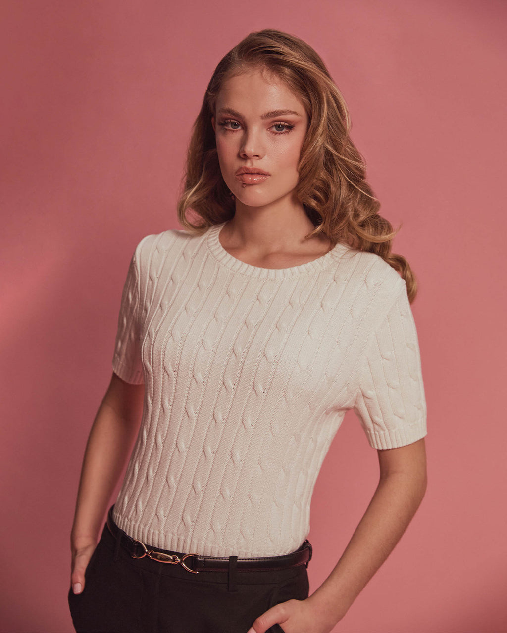 Anita Short Sleeve Cable Knit