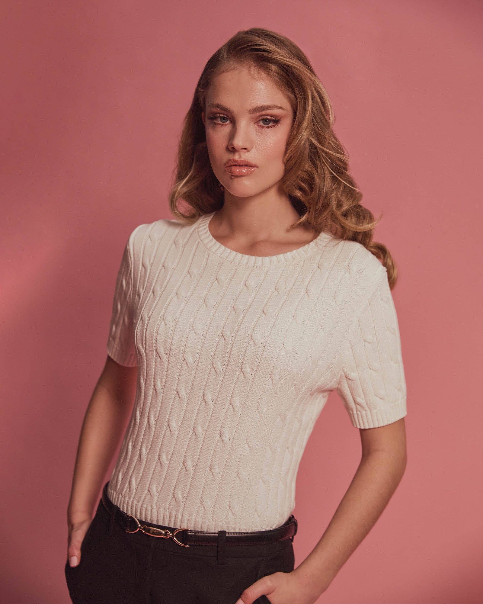 Anita Short Sleeve Cable Knit