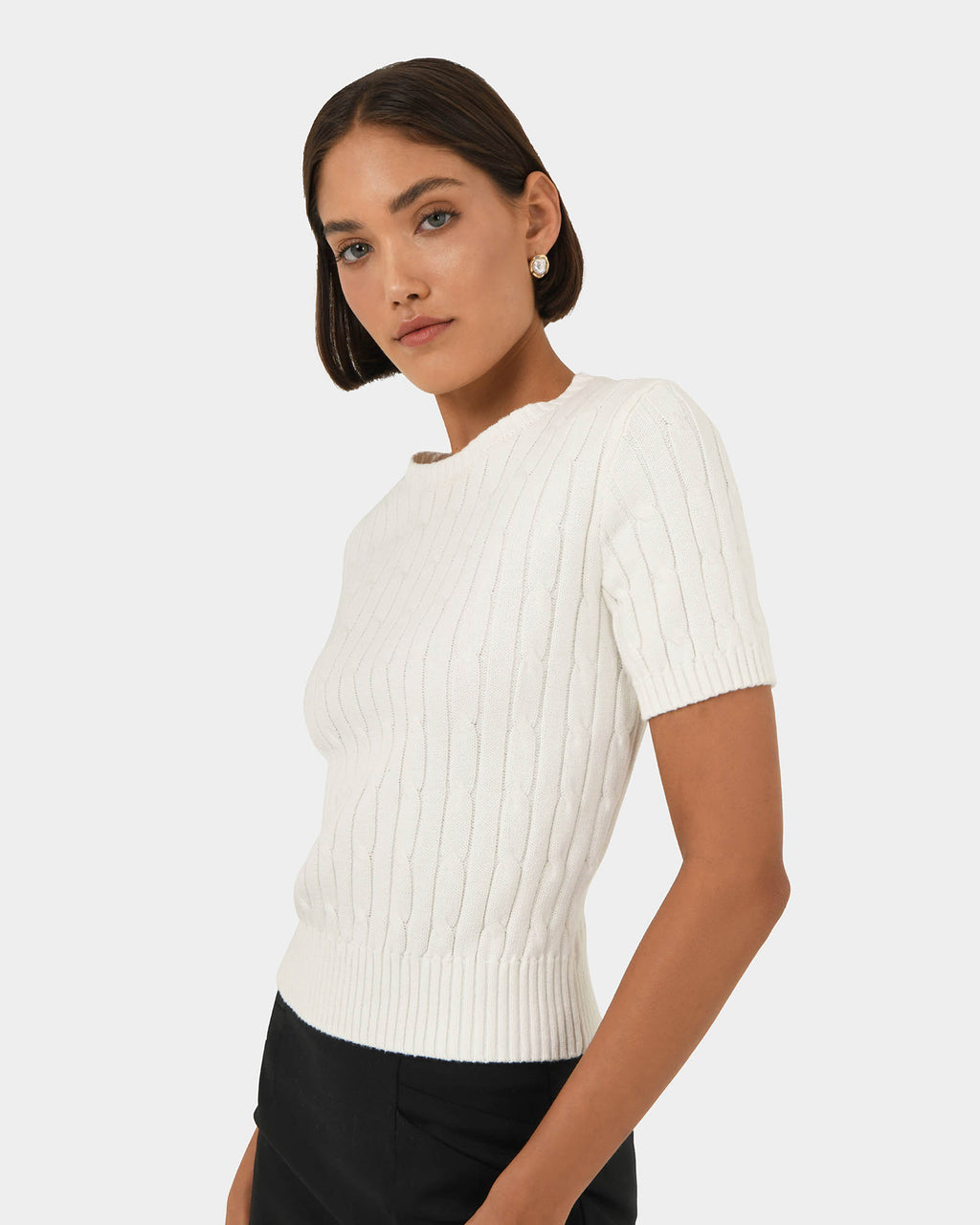 Anita Short Sleeve Cable Knit