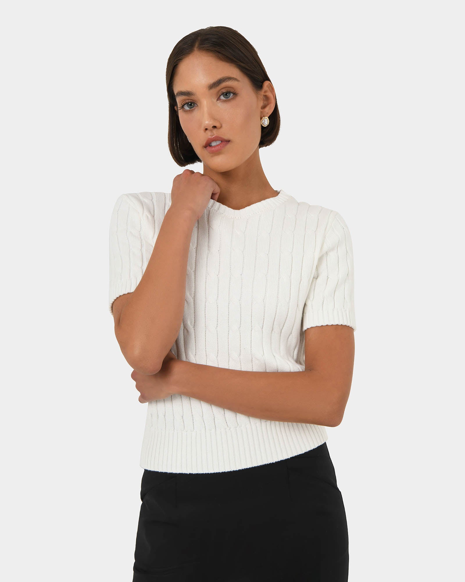 Anita Short Sleeve Cable Knit