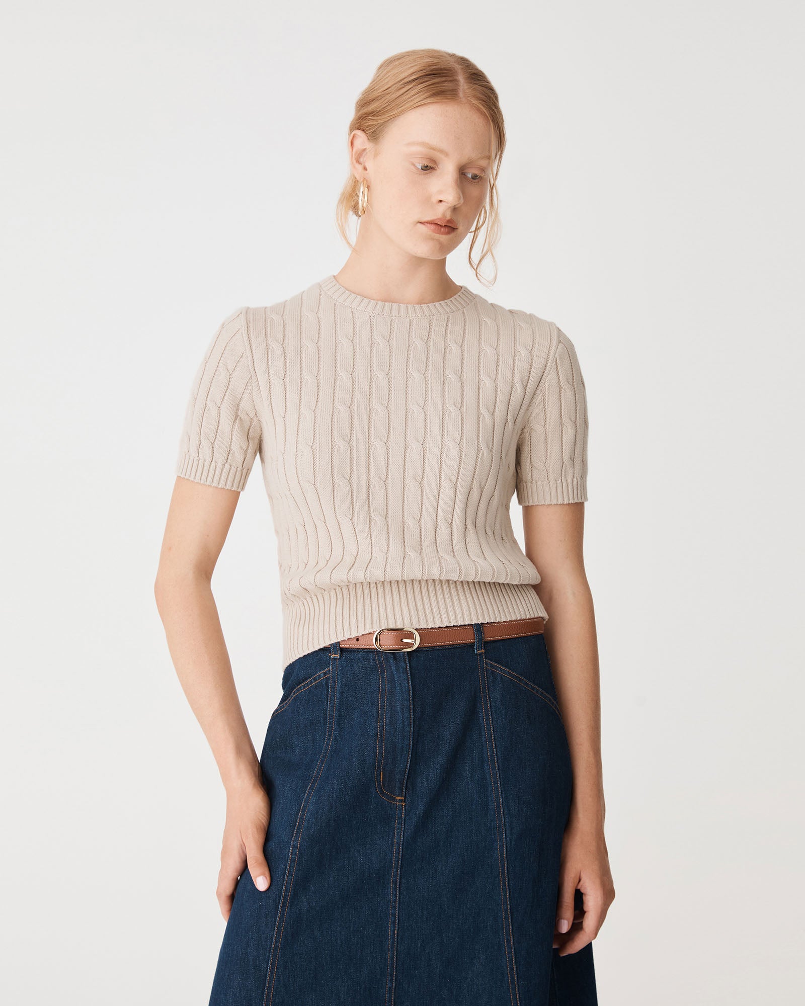 Anita Short Sleeve Cable Knit