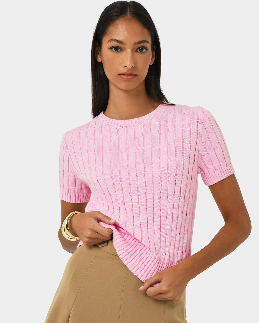 Anita Short Sleeve Cable Knit