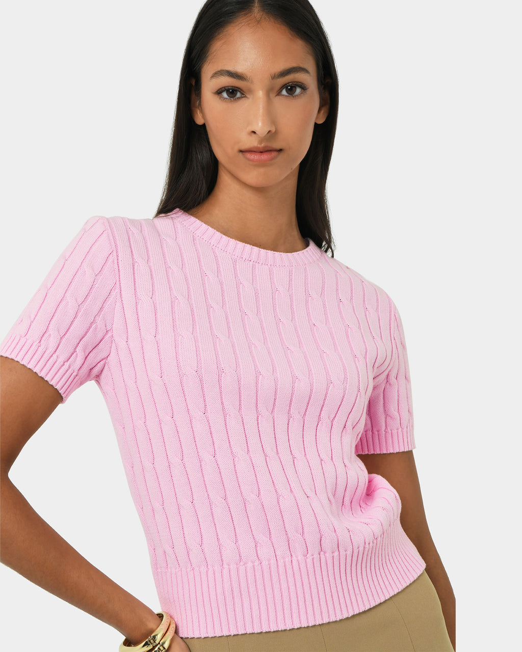 Anita Short Sleeve Cable Knit