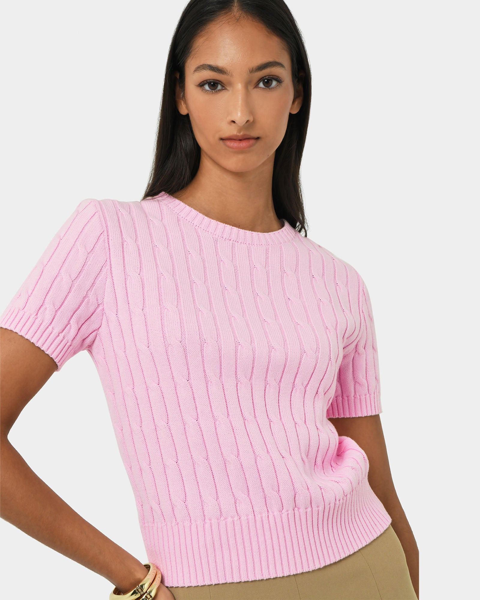 Anita Short Sleeve Cable Knit