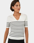 Kiki V-Neck Collar Stripe Top