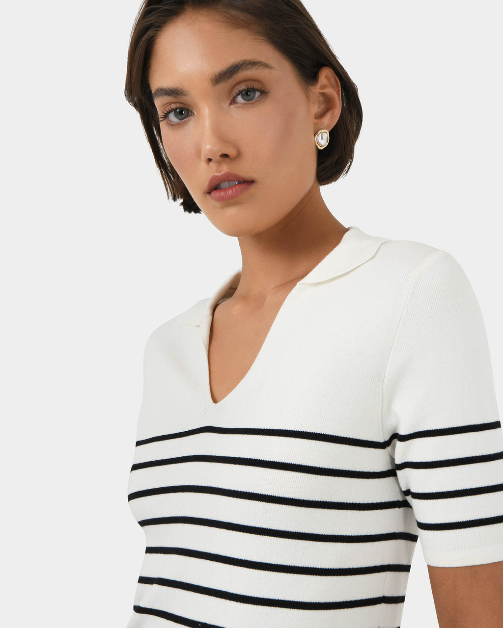 Kiki V-Neck Collar Stripe Top