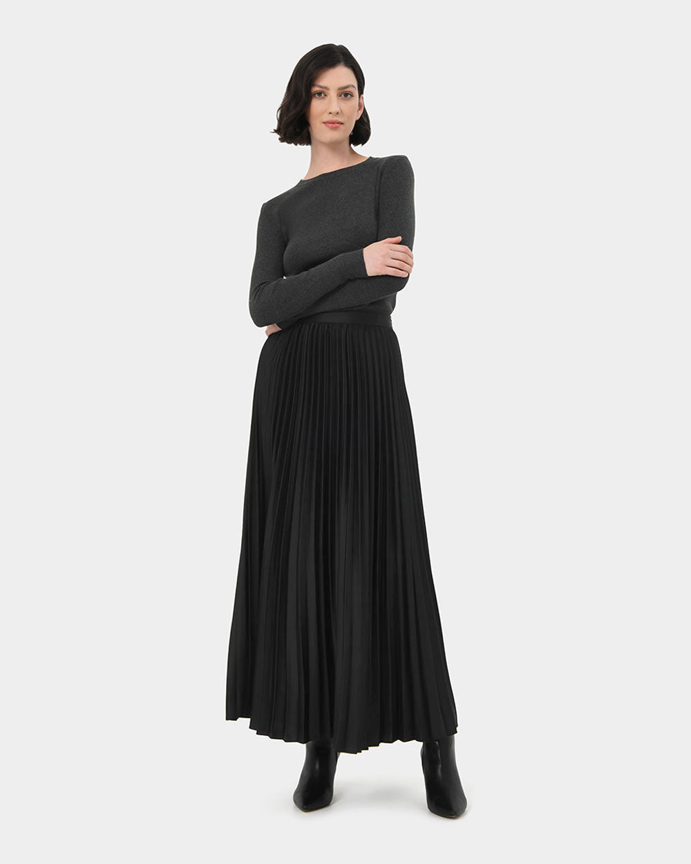 Zyla Satin Pleated Skirt