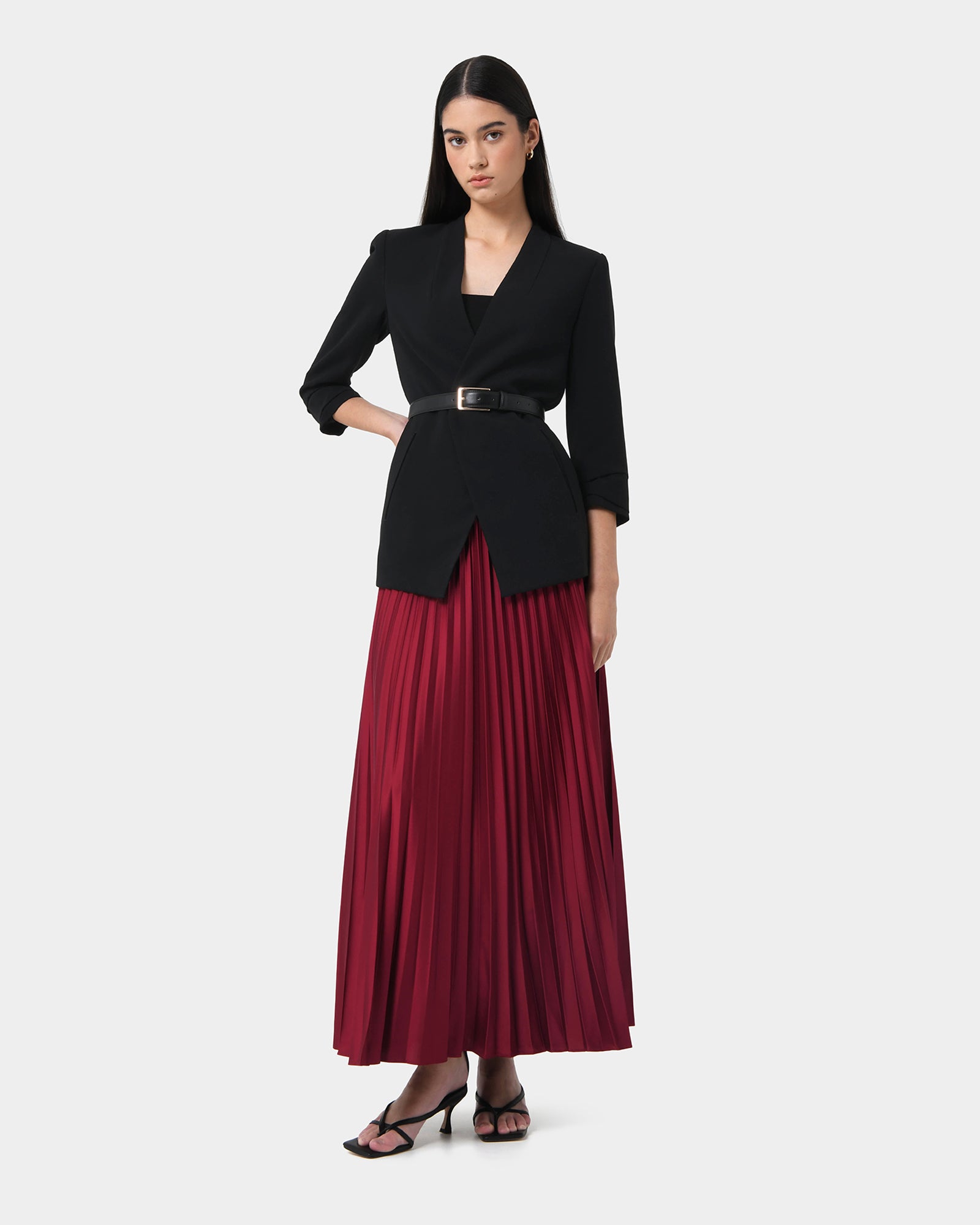 Zyla Satin Pleated Skirt