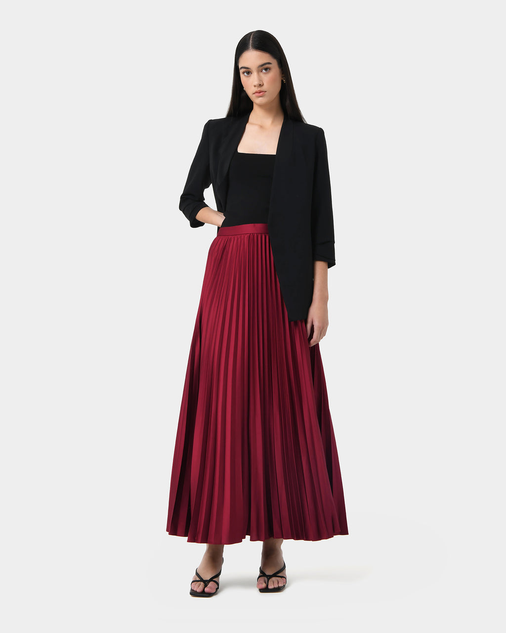 Zyla Satin Pleated Skirt