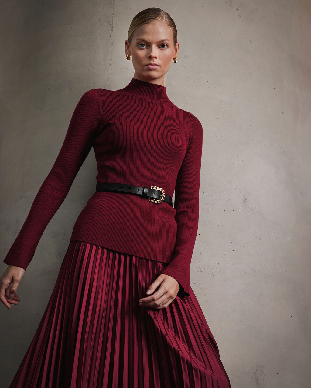 Zyla Satin Pleated Skirt