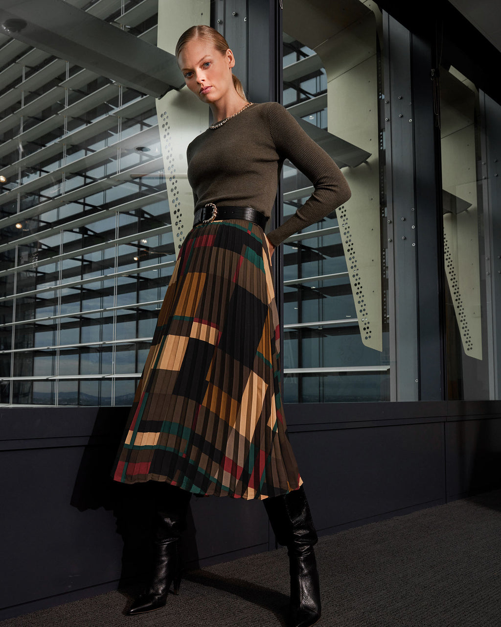 Aubrey Printed Pleat Skirt