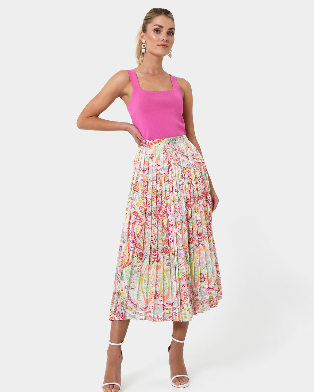 Dulce Printed Pleated Skirt