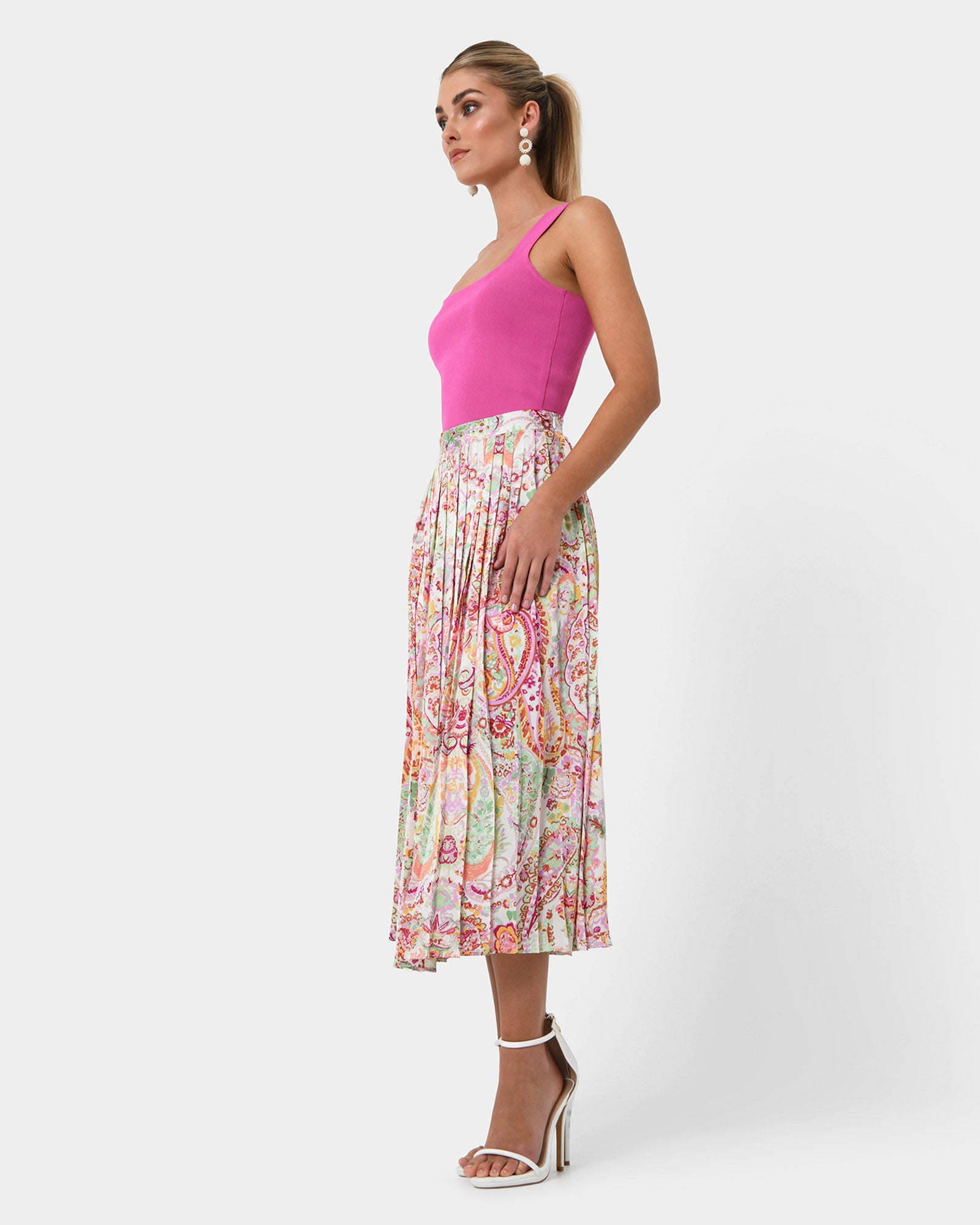 Dulce Printed Pleated Skirt