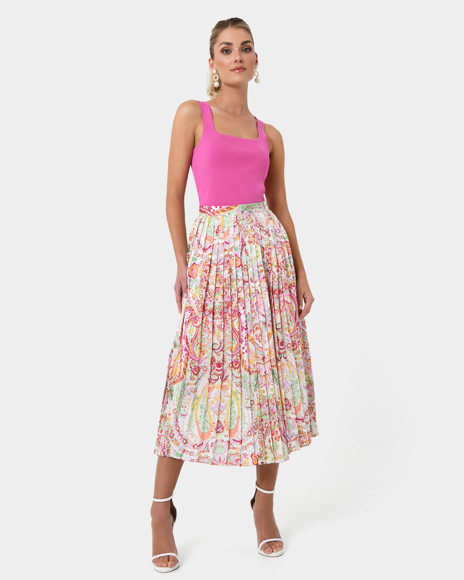Dulce Printed Pleated Skirt