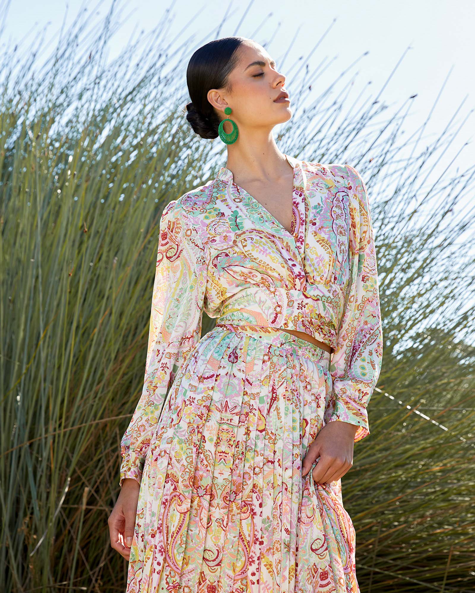 Dulce Printed Pleated Skirt