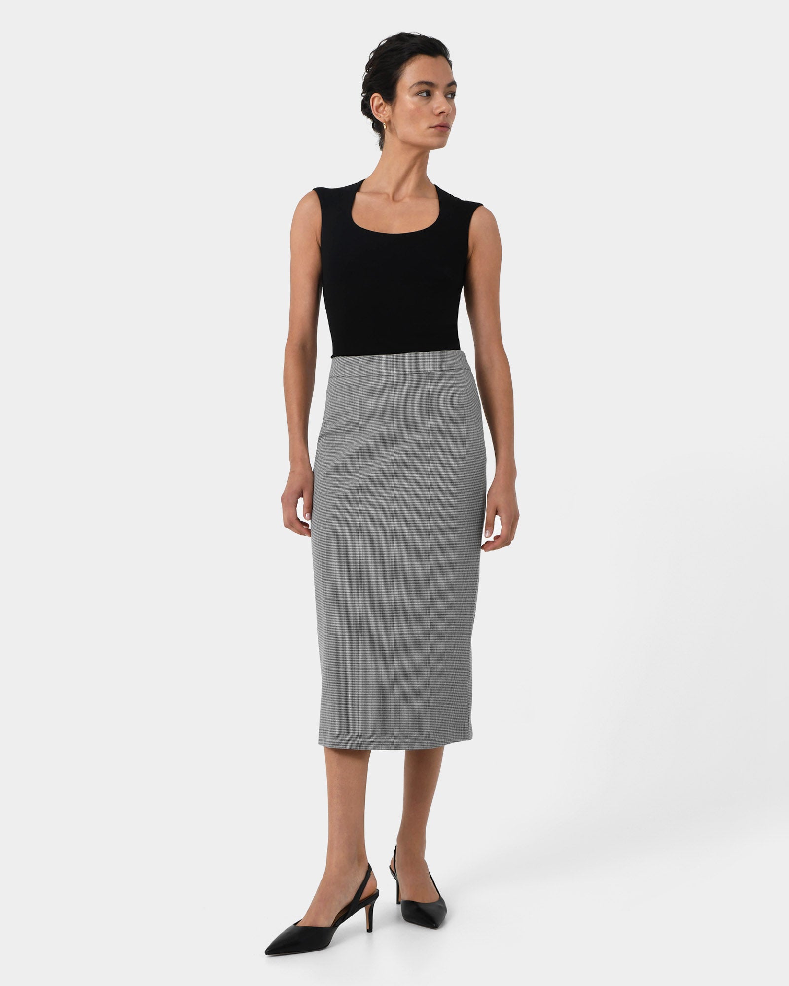 Rein Houndstooth Midi Skirt