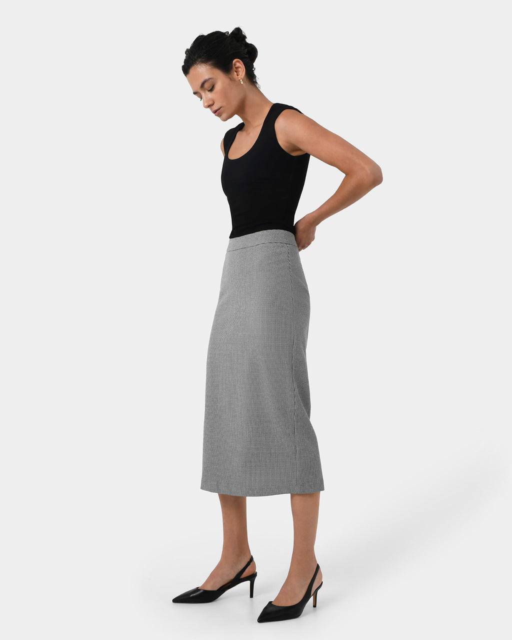 Rein Houndstooth Midi Skirt