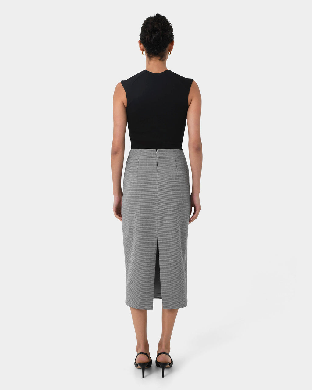 Rein Houndstooth Midi Skirt
